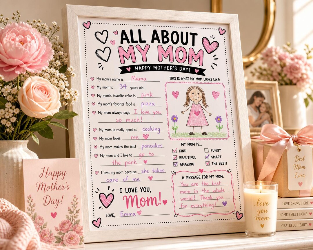 All About My Mom Printable, Birthday Mom Questionnaire (digital ...