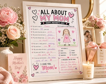 All About my Mom Printable, birthday Mom questionnaire (Digital Download)