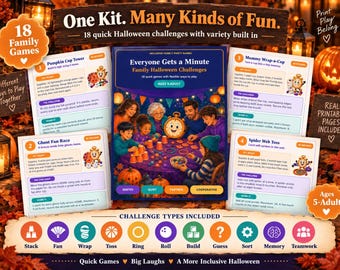 Printable Halloween Party Games: 18 Inclusive 60-Second Challenges for Families & Classrooms