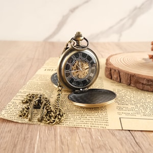 Custom Engraved Double-sided Mechanical Pocket Watch, Personalized Custom Engraved Pocket Watch, Retro Pocket Personalized Graduation Gift