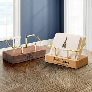 Porte-cartes de visite en bois personnalisé pour la fête des pères – Présentoir de cartes personnalisé, cadeau de bureau, cadeau d'entreprise, cadeaux pour lui, papa, période de remise des diplômes