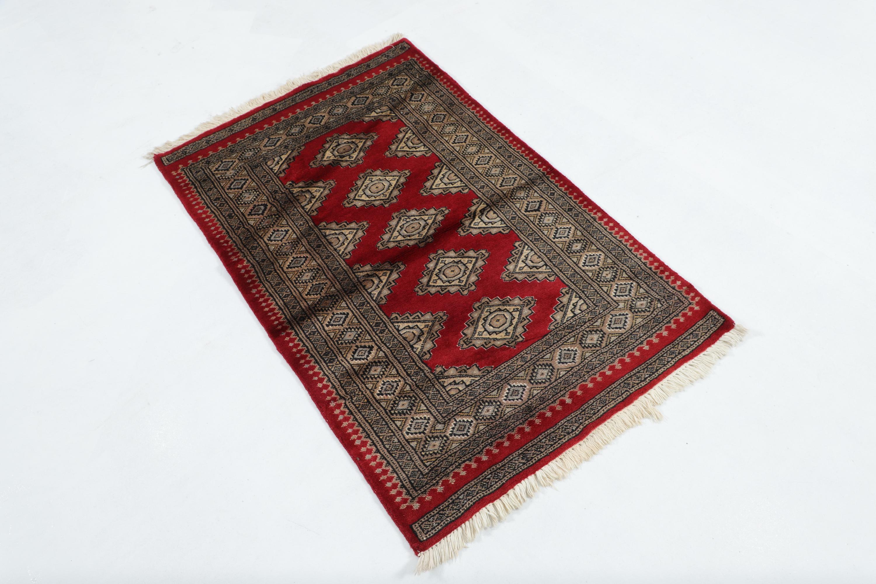 Red Bokhara Rug 2.5x4ft Wool Silk Rug, Handmade Bokhara Rug, Small ...
