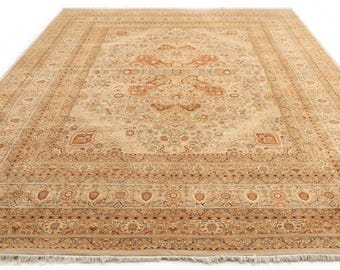 12x18ft Handmade Ivory Wool Rug - Traditional 16x16 Fine Knot - Ivory - Classic Wool Area Rug - Premium Quality Rug - Rug for Living room
