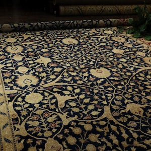 9x12ft Hand-Knotted Persian Rug – 16x16 Fine Knot - Red & Blue - Traditional Wool Rug - Chrome Dye - Affordable Persian rug - Blue Area rug