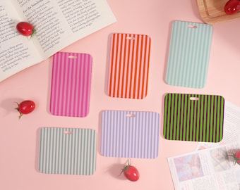 Colorful Stripes Pattern ID Holder,Exquisite Badge Holder,Business Card Holder, Sliding Closure ID Holder,Leather Card Holder,Lanyard add-on