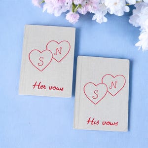 Personalized Hand Embroidered Vow Book, Wedding Hand Embroidered Notebook, Linen Wedding Vows Book, Fabric Hard cover, Handmade Notebook,