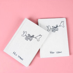 Personalized Hand Embroidered Vow Book, Wedding Hand Embroidered Notebook, Linen Wedding Vows Book, Fabric Hard cover, Handmade Notebook,