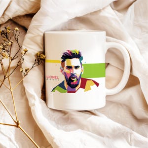 Lionel Messi Mug 330 ml Sporty Mug for Coffee Lovers Style Ceramic Cup with Bold Design Gift Idea for Soccer Fans Football  Lovers Gift