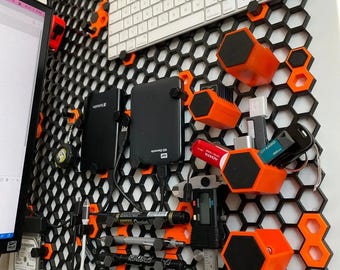 Panel de pared organizador con forma de panal – Archivo STL