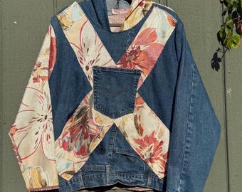 Levi’s denim/Floral Upcycle Hoodie