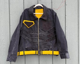 Batman Upcycled Zip Up Jacket