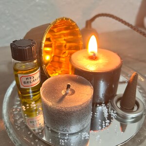 Handmade Spell Kits with intent infused candle, oil, incense and guidelines - HEX BREAKER