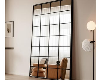 Window Full Length Mirror, Window Pane Wall Mirror, Full Body Arched Mirror, Living Room Window Long Mirror, Irregular Big Garden Mirror