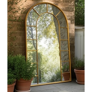 Windows Pane Wall Mirror, Gothic Arched Mirror, Windows Look Mirror For Livingroom anda Bathroom, Full Length Vintage Styl Home Decor
