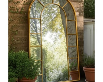 Windows Pane Wall Mirror, Gothic Arched Mirror, Windows Look Mirror For Livingroom anda Bathroom, Full Length Vintage Styl Home Decor