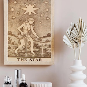 Estrella. Pintura láser. Cartas del tarot 16 x 21 x 0,5 cm.