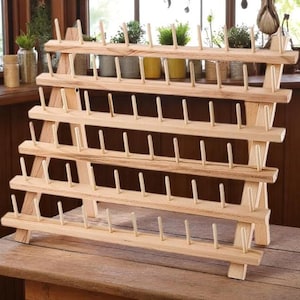 Foldable Wooden Thread Holder Rack – 60 Spool Organizer for Sewing & Embroidery