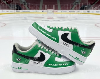 Baskets de hockey Dallas Air Force 1 peintes à la main, chaussures de fan de hockey personnalisées