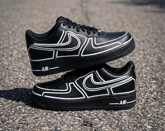 Custom Hand-Painted Comic Air Force 1 Sneakers, Line Art AF1 Shoes