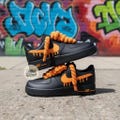 Custom Hand-Painted Orange Drip Air Force 1 Sneakers, Rope Laces, Personalized AF1 Shoes product logo