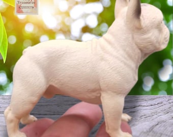 Miniature French Bulldog Figurines – Standing & Sleeping Dog, 1:12 Scale Dollhouse Decor, Collectible Tiny Pet Model