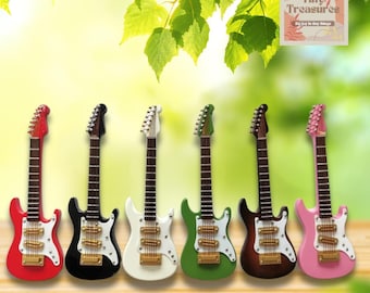 Guitarra en miniatura: instrumento musical para casa de muñecas a escala 1:6 y 1:12, mini guitarra, bajo, ukelele: pequeño instrumento de madera