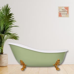 Miniature Bathtub 1:6 | Modern Metal Dollhouse Tub  | Vintage Clawfoot Style Bath for Diorama & Photography | Cream Black Green Colors