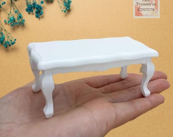 Miniature Rectangle Table 1:12 Scale | Handmade Wooden Dining Table | 9.1cm/3.58in Dollhouse Furniture | Vintage Coffee Table