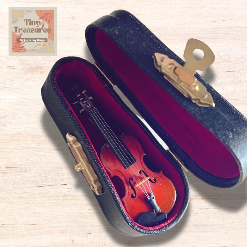 Miniature De Violon 1/12 - Instrument De Musique Pour Maison De Poupée - Bois