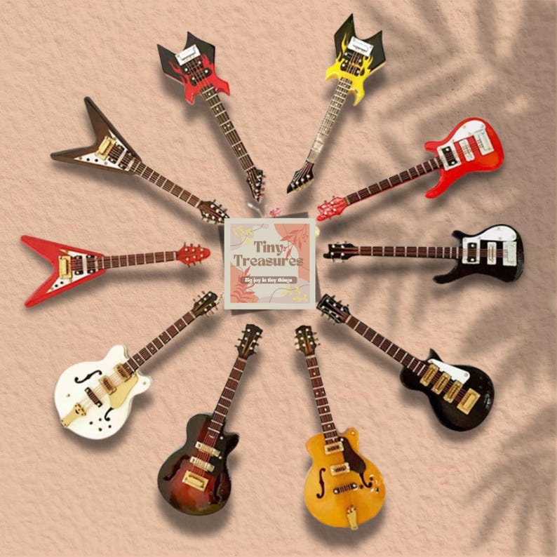 Miniature Guitar –10cm Style3 -1 6 & 1 12 Scale Dollhouse Musical ...