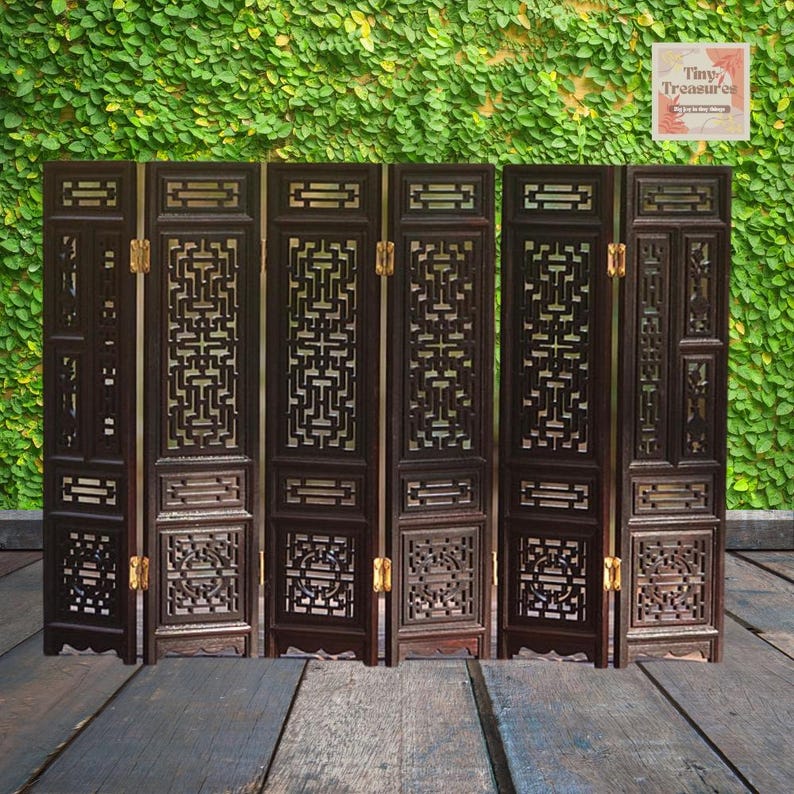 Miniature Mini Chinese Folding Screen –1:12/6 Dollhouse Room Divider ...