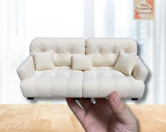 Miniature Sofa Couch 1/12 1/20 1/25 1/30 Scale | PLA Dollhouse Furniture White Brown Green