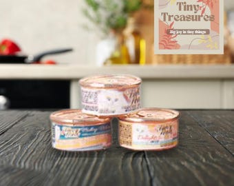 Miniature Cat Food Cans – Tiny Openable Pet Food Jar for Dollhouse & Collectors