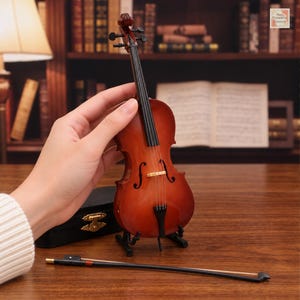 Miniatyrcello – dockskåpsinstrument i skala 1/12 till 1/5, minicello med stråke, handgjord minimusikdekor/anpassad gravyr