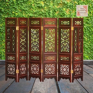 Miniature Mini Chinese Folding Screen –1:12/6 Dollhouse Room Divider – Wooden Handcrafted Display – Classical Decor