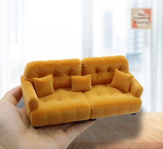 Plplaaoo Puppenhaus-Sofa Im Maßstab 1:12 – Miniatur-Sessel In Grau/Grün Für Puppenhaus-Wohnzimmer