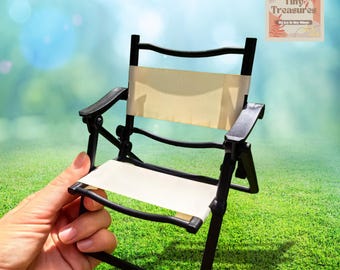 Miniature Folding Camping Chair 1:6 Scale | Dollhouse Outdoor Lounge Chair | 11.8cm Display Chair | Mini Action Figure Seat