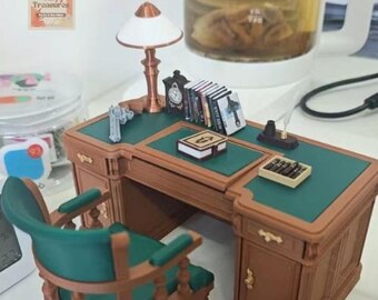 ミニチュアドールハウス オフィスデスクチェアセット 1:12スケール