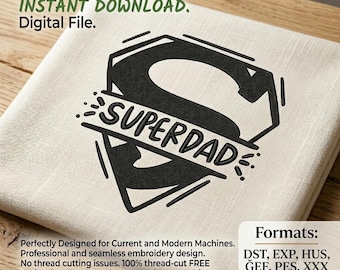 Super Dad Stickdatei - Zitat Vatertag, Sofort Download