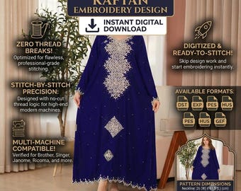 Marokkanischer Kaftan Stickmuster - handdigitalisierte Maschinendatei (Digitaler Download)