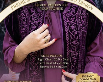Marokkanischer Kaftan Samt Stickdatei Paket, Hand digitalisiert (Digitaler Download)