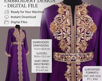 Traditioneller Kaftan Stickmuster, Stickdatei für die Stickmaschine