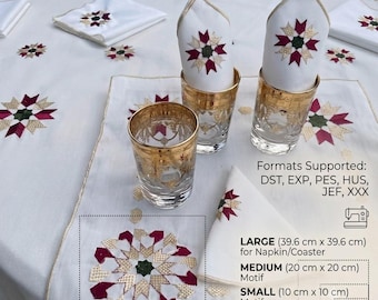 Zellige Stickdatei - geometrisches Kaftan & Servietten Motiv (Instant Download)