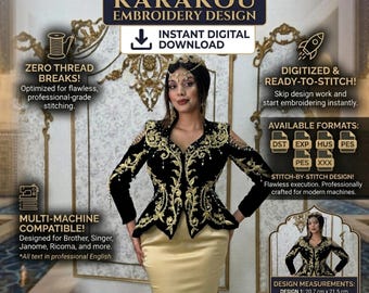 Algerische Karakou Stickdatei Traditionelles Kaftan Stickmuster (Digitaler Download)