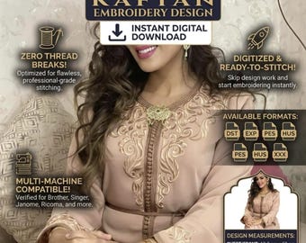 Marokkanischer Kaftan, Stickdatei, Stickdatei, handdigitalisiert, zum sofortigen Download