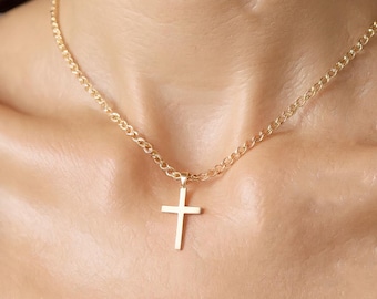 Christliche Kreuz Halskette, religiöser Kreuz Anhänger, Weihnachtskreuz Schmuck, Kreuz Taufe Halskette, Kreuz Hochzeit Halskette Geschenk für Mutter