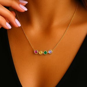 Multiple Birthstone Necklace, Custom Birthstone Pendant Gift, Personalized Birthstone Necklace, Birthstone Bridesmaid Necklace Gift For Mom