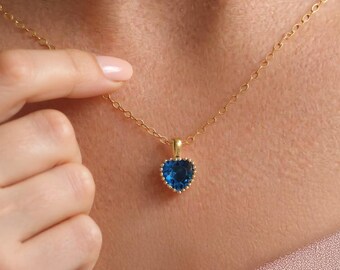 Herz Birthstone Halskette Geschenk für Mutter, Birthstone Individuelle Halskette, personalisierte Birthstone Anhänger, Birthstone Jubiläum Halskette