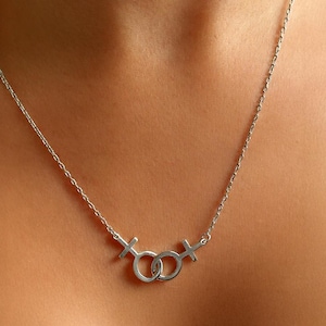 Lesbian Pride Necklace, Double Venus Necklace, Lesbian Gender Pendant, Gold Lesbian Jewelry Christmas Gift For Her, Wedding Lesbian Necklace