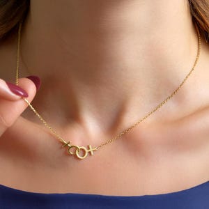 Lesbian Pride Necklace, Double Venus Necklace, Lesbian Gender Pendant, Gold Lesbian Jewelry Christmas Gift For Her, Wedding Lesbian Necklace image 3